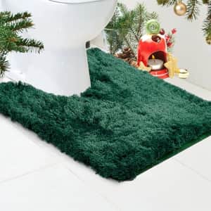 Deconovo Spring Bath Mat, Luxury Toilet Rugs U Shaped, Extra Soft Plush Bathroom Rug, Green for $30