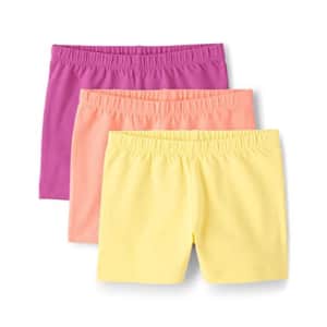 The Children's Place Girls' Pull On Everyday Shorts 3 Pack, Pink/Orange/Yellow, Medium for $11