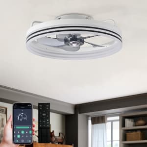 Letmarey 18" Flush Mount Low Profile Ceiling Fan w/ LED Light for $55