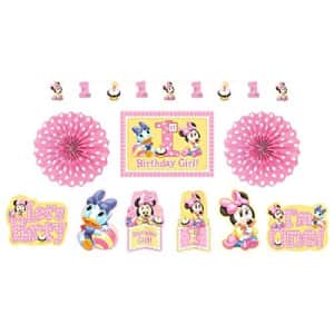 American Greetings Minnie Mouse First Birthday Room Decorating Kit, Party Supplies for $15