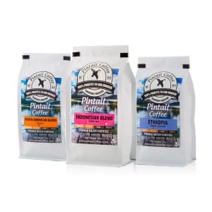 Coffee Selection at Woot. Pictured is the Pintail Coffee Whole Bean Coffee Sampler 3-Pack for $26.99 ($22 off)