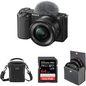 Sony ZV-E10 16-50mm Lens Mirrorless Camera Bundle for $698