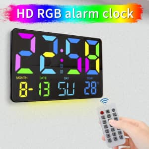 RGB Digital Wall Clock for $30