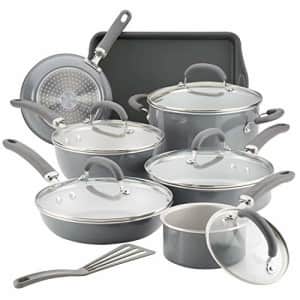 Rachael Ray Create Delicious Nonstick Cookware Pots and Pans Set, 13 Piece, Gray Shimmer for $170