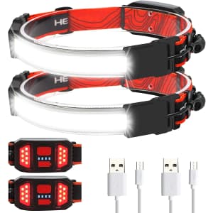 Rechargeable LED Headlamp 2-Pack for $13