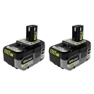 Ryobi ONE+ 18V Lithium-Ion 6.0 Ah Battery 2-Pack w/ free 4.0 Ah Lithium-Ion HIGH PERFORMANCE Battery for $159