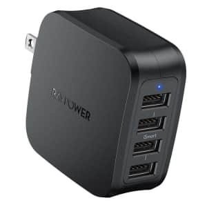 RAVPower 40W 4-Port USB Wall Charger for $9