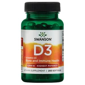 Swanson Vitamin D-3 5000 IU Bone Health Immune Support Healthy Muscle Function D3 Supplement for $12