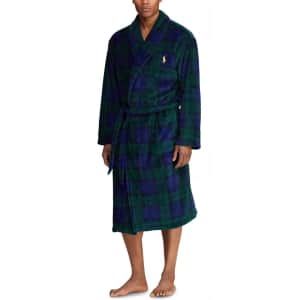 Polo Ralph Lauren Men's Microfiber Plaid Shawl Collar Robe for $34