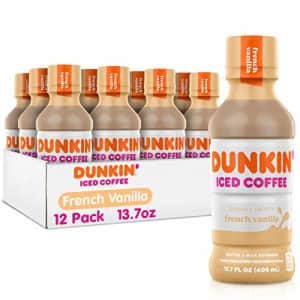 Dunkin Donuts Iced Coffee, French Vanilla, 13.7 Fluid Ounce (Pack of 12) for $36