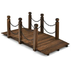Gymax 5-Foot Wooden Garden Bridge for $96