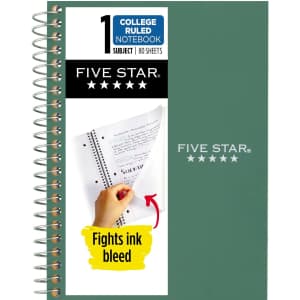 Five Star 1-Subject Spiral Notebook for $1