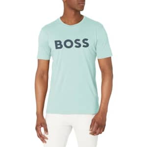 BOSS Men's Bold Logo Short-Sleeve Jersey T-Shirt, Cloud Green for $29
