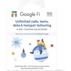 Google Fi Unlimited Plus SIM Kit for $43