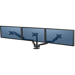 Fellowes 8042601 Platinum Series Adjustable Computer Monitor Stand for Desk with 3 Monitor Arms, 27 for $150