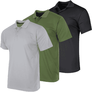 Real Essentials Men's Quick-Dry Polo Shirt 3-Pack for $28