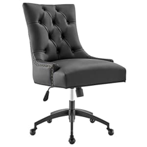 Modway Regent Tufted Vegan Leather Swivel Office Chair Black for $191