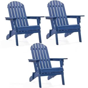Yaheetech Folding Adirondack Chair Set of 3 Outdoor, 300LBS Solid Wood Garden Chair Weather for $204