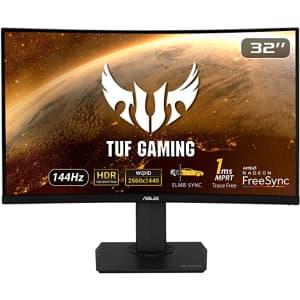 ASUS TUF 32" 1440p HDR 144Hz FreeSync LED Curved Gaming Monitor for $499