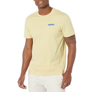 Calvin Klein Men's Relaxed Fit Box Logo Crewneck T-Shirt, Butter, Medium for $17