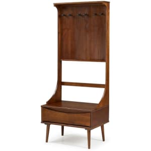 Welwick Designs 68" Solid Wood Hall Tree w/ Drawer for $157