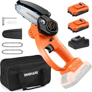 Dinshare 20V 4" Cordless Electric Mini Chainsaw for $49 Dinshare 20V 4" Cordless Electric Mini Chainsaw for $49