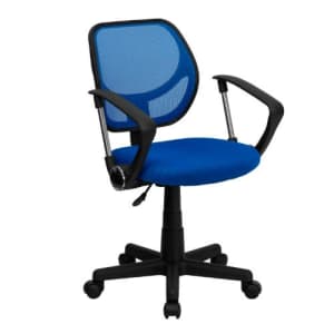Flash Furniture Low Back Blue Mesh Swivel Task Office Chair with Curved Square Back and Arms for $126 Flash Furniture Low Back Blue Mesh Swivel Task Office Chair with Curved Square Back and Arms for $126