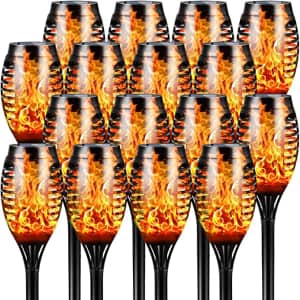 Okaysun Flickering Flame Solar Torch Light 16-Pack for $33