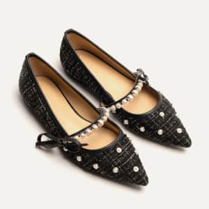 Marcelle Vignon Women's Braided Pearl Pointed Toe Flats for $49