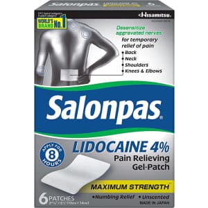 Salonpas 4% Lidocaine Pain Relieving Gel-Patch 6-Pack for $6.08 w/ Sub & Save
