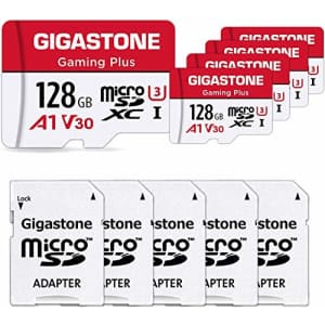 GIGASTONE Micro SD Card 128GB 5-Pack, Gaming Plus, MicroSDXC Memory Card for Nintendo-Switch, Wyze for $70