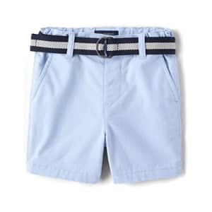 The Children's Place Baby Boys' and Toddler Twill Belted Chino Short, Whirlwind Blue, 2T for $6