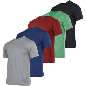 Real Essentials Men's Dry-Fit Crew T-Shirt 5-Pack for $29