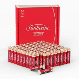 Sunbeam 16722 100 Pack AA High-Performance Alkaline Batteries, Easy to Open Value Pack for $21 Sunbeam 16722 100 Pack AA High-Performance Alkaline Batteries, Easy to Open Value Pack for $21