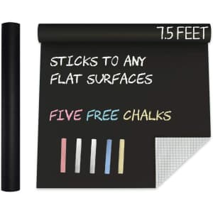 7.5ft. Black Chalkboard Vinyl Wall Decal w/ Chalks for $11 7.5ft. Black Chalkboard Vinyl Wall Decal w/ Chalks for $11