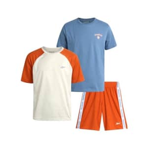 Reebok Boys' Active Shorts Set - 3 Piece Performance Short Sleeve T-Shirt and Mesh Basketball for $20