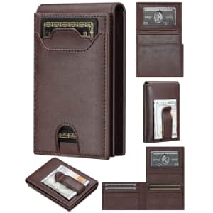 Furid Men's Slim Magnetic Closure Bifold Leather Wallet From $8.49