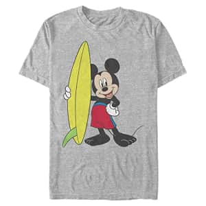 Disney Big & Tall Classic Mickey Surf Men's Tops Short Sleeve Tee Shirt, Athletic Heather, 3X-Large for $20