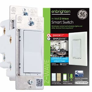 GE Enbrighten Z-Wave Plus Smart Light Switch 2-pack, QuickFit & SimpleWire, Commercial 120/277VAC, for $71 GE Enbrighten Z-Wave Plus Smart Light Switch 2-pack, QuickFit & SimpleWire, Commercial 120/277VAC, for $71