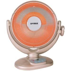 Optimus 14" Oscillating Dish Heater with Remote, Silver for $70 Optimus 14" Oscillating Dish Heater with Remote, Silver for $70