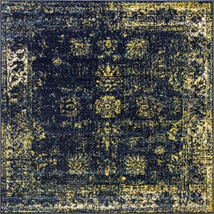 Unique Loom Sofia Collection Traditional Vintage Square Rug, 6', Navy Blue/Yellow for $56 Unique Loom Sofia Collection Traditional Vintage Square Rug, 6', Navy Blue/Yellow for $56