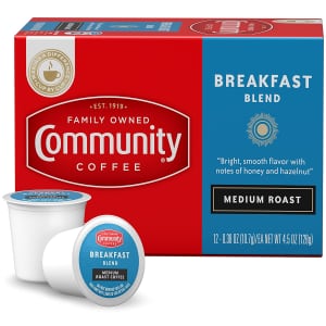 Community Coffee Breakfast Blend K-Cup Coffee Pods 12-Pack for $4.74 via Sub & Save