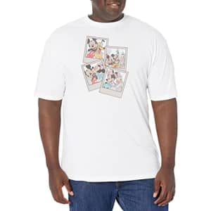Disney Big & Tall Classic Mickey Polaroids Men's Tops Short Sleeve Tee Shirt, White, Large Tall for $9