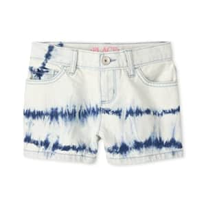The Children's Place girls The Children's Place Fashion Denim Shorts, Tiedye Dnm Wsh, for $7