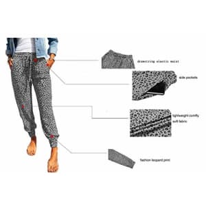 onlypuff Casual Drawstring Running Pants for Women Activewear Pockets Sporty Pants Gray Leopard XXL for $25