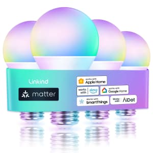 Linkind Matter Wi-Fi Color-Changing LED Light Bulb 4-Pack for $20