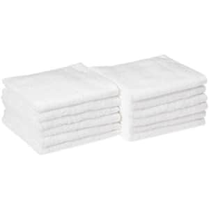 Amazon Basics Quick-Dry, Luxurious, Soft, 100% Cotton Towels, White - Set of 12 Washcloths for $13