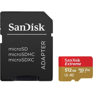 SanDisk 512GB Extreme MicroSDXC UHS-I Memory Card w/ Adapter for $73