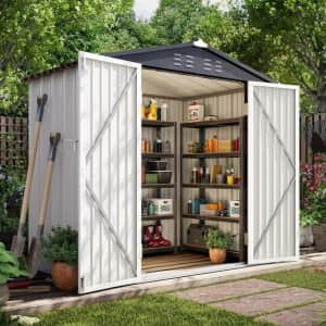 Lausaint Home 4x6-Foot Metal Outdoor Storage Shed w/ Lock for $218