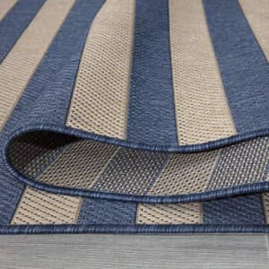 Ottomanson Jardin Indoor/Outdoor Stripe Runner Rug, 2'7"X7', 2'7" x 7', Navy Ivory for $29 Ottomanson Jardin Indoor/Outdoor Stripe Runner Rug, 2'7"X7', 2'7" x 7', Navy Ivory for $29